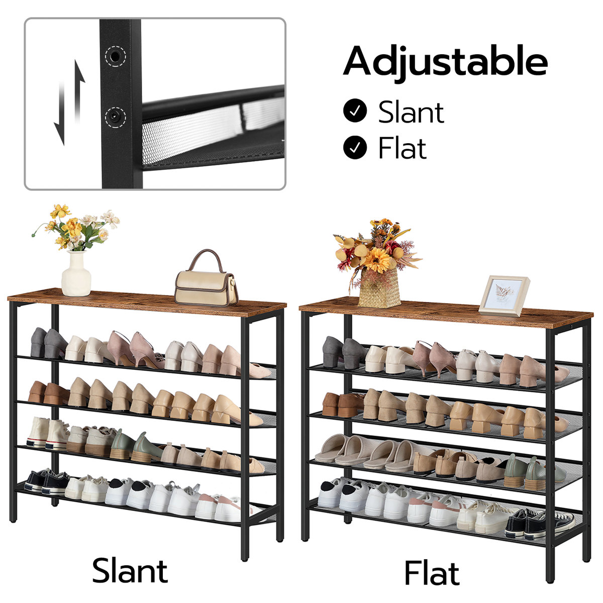 39.4'' W 5 Tier 25 Pair Shoe Rack